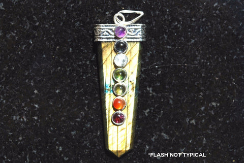 xCHARGED 7 Chakra Labradorite Crystal Perfect Pendant™ + 20" 925 Chain