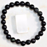 CHARGED Goldsheen Rainbow Obsidian Crystal 8mm Bead Bracelet Stretchy ENERGY