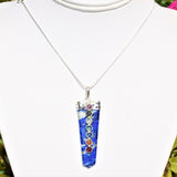 CHARGED 7 Chakra Lapis Lazuli Crystal Perfect Pendant + 20" Chain WOW!