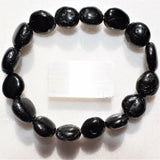 CHARGED 6" Black Tourmaline Crystal Bracelet Tumble Polished Stretchy REIKI