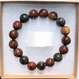 CHARGED Top-Grade Pietersite 12mm Bead Bracelet Tumble Polished Stretchy REIKI