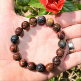 CHARGED Top-Grade Pietersite 12mm Bead Bracelet Tumble Polished Stretchy REIKI