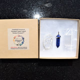 Faceted Lapis Lazuli Crystal Perfect Pendant 20" Silver Chain