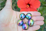 5 CHARGED Platinum Silver Rainbow Magnetic Hematite Spheres 500cts