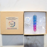 Dazzleberry Rainbow Flame Aura Quartz Crystal Perfect Pendant 20" Silver Chain