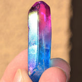 Dazzleberry Rainbow Flame Aura Quartz Crystal Perfect Pendant 20" Silver Chain