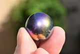 5 CHARGED Platinum Silver Rainbow Magnetic Hematite Spheres 500cts