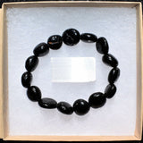 CHARGED 6" Black Tourmaline Crystal Bracelet Tumble Polished Stretchy REIKI