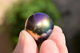 5 CHARGED Platinum Silver Rainbow Magnetic Hematite Spheres 500cts