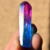 Dazzleberry Rainbow Flame Aura Quartz Crystal Perfect Pendant 20" Silver Chain
