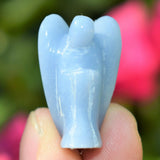 Angelite Angel Pendant Hand-carved Angelite Crystal + 20" Silver Chain