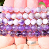 Premium CHARGED Chevron Amethyst Crystal 8mm Bead Bracelet Stretchy ENERGY