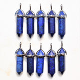Faceted Lapis Lazuli Crystal Perfect Pendant 20" Silver Chain