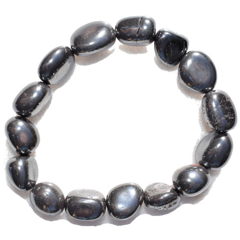 CHARGED Hematite Crystal Bracelet Tumble Polished Stretchy ENERGY REIKI WOW!!!