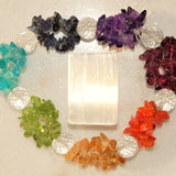 Premium Charged 7 Chakra Crystal Chip Stretchy Bracelet w/Faceted Amplifier Quartz Reiki Energy!
