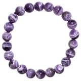 Premium CHARGED Chevron Amethyst Crystal 8mm Bead Bracelet Stretchy ENERGY