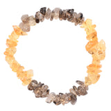 CHARGED Citrine & Smokey Quartz Crystal Chip Stretchy Bracelet w Quartz REIKI