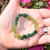 CHARGED Peridot & Green Aventurine Crystal Chip Stretchy Bracelet