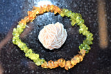 CHARGED Citrine & Peridot Crystal Chip Stretchy Bracelet HEALING REIKI ENERGY!