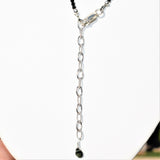 Black Tourmaline Necklace Adjustable Plus Pendant 17" - 19.5" 925 Silver 2.5mm