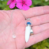 CHARGED Scolecite Cavansite Rosette 925 Sterling Pendulum / Pendant + 20" Chain