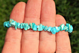 Premium CHARGED Arizona Turquoise Crystal Chip Stretchy Bracelet REIKI Energy!