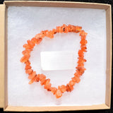 Premium CHARGED Carnelian Agate Crystal Chip Stretchy Bracelet REIKI Energy!