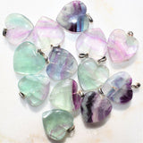 CHARGED Sterling Silver Rainbow Fluorite Heart Perfect Pendant + 20" Chain