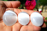 [3] MD 2" SELENITE POCKET PALM WORRY STONE Healing Crystal Reiki - ZENERGY GEMS