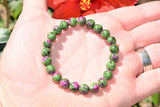 Premium CHARGED Ruby Zoisite Crystal 8mm Bead Bracelet Stretchy ENERGY REIKI