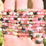 Premium CHARGED Natural Rainbow Tourmaline Crystal Bracelet Stretchy REIKI