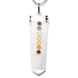 CHARGED 7 Chakra Selenite Crystal Perfect Pendant + 20" Chain WOW!