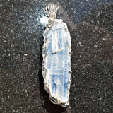 CHARGED REIKI Wrapped Brazilian Blue Kyanite Perfect Pendant + 20" Chain b