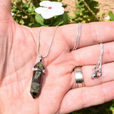 Faceted Dragon's Blood Jasper Crystal Perfect Pendant 20" Silver Chain