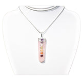 CHARGED 7 Chakra Himalayan Rose Quartz Crystal Perfect Pendant + 20" Chain WOW!