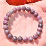 Premium CHARGED Lepidolite Crystal 8mm Bead Bracelet Stretchy ENERGY REIKI