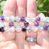 Premium CHARGED Rainbow Fluorite Crystal 8mm Bead Bracelet Stretchy ENERGY REIKI