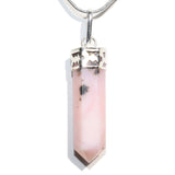 CHARGED Faceted Himalayan Pink Opal Crystal Perfect Pendant + 20" Chain