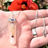 CHARGED 7 Chakra ORANGE Selenite Crystal Perfect Pendant + 20" Chain WOW!