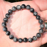 Flashy Premium CHARGED Natural Larvikite Crystal 8mm Bead Bracelet Stretchy