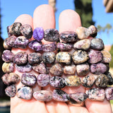 CHARGED Natural Charoite Crystal Nugget Bead Bracelet Stretchy ENERGY REIKI