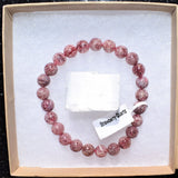 [1] Premium CHARGED Natural Strawberry Quartz Crystal Stretchy 8mm Bead Bracelet