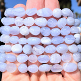 CHARGED Natural Blue Lace Agate Crystal Nugget Bead Bracelet Stretchy REIKI