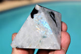 [1] Charged 2" (50mm) Himalayan Rainbow Moonstone Pyramid Crystal Energy ~95g