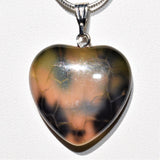 CHARGED Natural Dragon's Vein Agate Crystal HEART Pendant + 20" Silver Chain