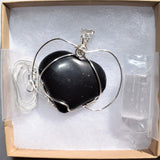 CHARGED REIKI Wrapped Black Onyx Heart Perfect Pendant + 20" Chain