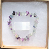 Premium CHARGED Rainbow Fluorite Crystal Chip Stretchy Bracelet REIKI Energy