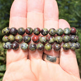 CHARGED Dragon's Blood Jasper 8mm Bead Bracelet Tumble Polished Stretchy REIKI