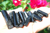 Naturally Faceted Black Tourmaline Crystal Perfect Pendant + 20" Silver Chain