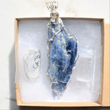 CHARGED REIKI Wrapped Brazilian Blue Kyanite Perfect Pendant + 20" Chain b